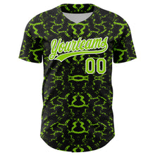 Load image into Gallery viewer, Custom Black Neon Green-White 3D Pattern Design Abstract Tiger And Zebra Authentic Baseball Jersey
