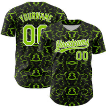 Load image into Gallery viewer, Custom Black Neon Green-White 3D Pattern Design Abstract Tiger And Zebra Authentic Baseball Jersey
