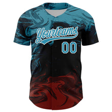 Load image into Gallery viewer, Custom Black Panther Blue Burgundy-White 3D Pattern Design Abstract Fluid Authentic Baseball Jersey
