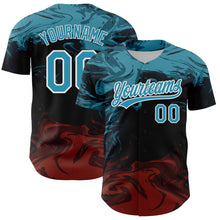 Load image into Gallery viewer, Custom Black Panther Blue Burgundy-White 3D Pattern Design Abstract Fluid Authentic Baseball Jersey
