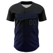 Load image into Gallery viewer, Custom Black Navy 3D Pattern Design Abstract Wave Authentic Baseball Jersey
