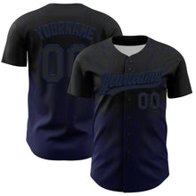Load image into Gallery viewer, Custom Black Navy 3D Pattern Design Abstract Wave Authentic Baseball Jersey
