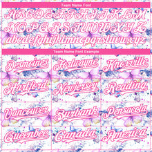 Load image into Gallery viewer, Custom White Pink 3D Pattern Design Animal Butterfly Authentic Baseball Jersey
