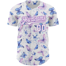 Load image into Gallery viewer, Custom White Medium Purple 3D Pattern Design Animal Butterfly Authentic Baseball Jersey
