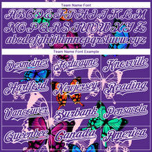 Load image into Gallery viewer, Custom Purple White 3D Pattern Design Animal Butterfly Authentic Baseball Jersey
