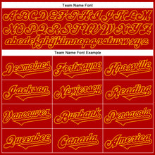 Load image into Gallery viewer, Custom Red Gold 3D Pattern Design Rave Funny Monster Authentic Baseball Jersey
