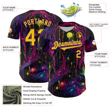 Load image into Gallery viewer, Custom Black Yellow-Purple 3D Pattern Design Rave Tree With Eye Authentic Baseball Jersey
