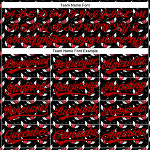Custom Black Red 3D Pattern Design Gothic Style Devil Heart Authentic Baseball Jersey