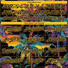 Load image into Gallery viewer, Custom Black Yellow 3D Pattern Design Tropical Hawaii Palms Trees Authentic Baseball Jersey
