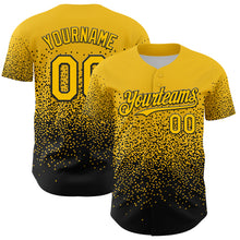 Load image into Gallery viewer, Custom Yellow Black 3D Pattern Design Gradient Style Irregular Shape Authentic Baseball Jersey
