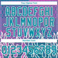 Load image into Gallery viewer, Custom Pink Teal-White 3D Pattern Design Flame Authentic Baseball Jersey
