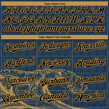 Load image into Gallery viewer, Custom US Navy Blue Black-Old Gold 3D Pattern Design Wave Authentic Baseball Jersey
