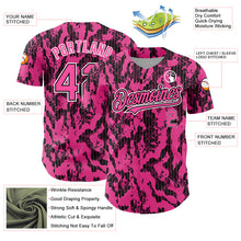 Load image into Gallery viewer, Custom Pink Black-White 3D Pattern Design Abstract Fluid Authentic Baseball Jersey
