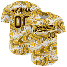 Load image into Gallery viewer, Custom Yellow Brown-Old Gold 3D Pattern Design Abstract Fluid Authentic Baseball Jersey
