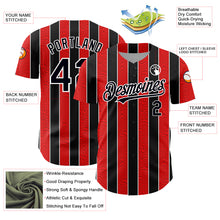 Load image into Gallery viewer, Custom Red Black-White 3D Pattern Design Stripe Authentic Baseball Jersey
