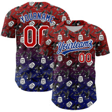 Load image into Gallery viewer, Custom Red Royal-White 3D Pattern Design American Eagle Authentic Baseball Jersey
