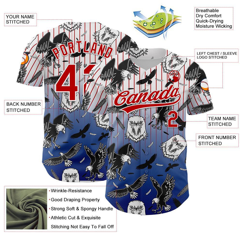 Custom White Red-Royal 3D Pattern Design American Eagle Authentic ...