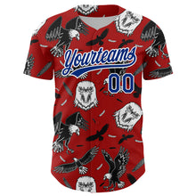 Load image into Gallery viewer, Custom Red Royal-White 3D Pattern Design American Eagle Authentic Baseball Jersey
