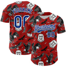 Load image into Gallery viewer, Custom Red Royal-White 3D Pattern Design American Eagle Authentic Baseball Jersey
