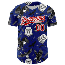 Load image into Gallery viewer, Custom Royal Red-White 3D Pattern Design American Eagle Authentic Baseball Jersey
