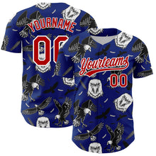 Load image into Gallery viewer, Custom Royal Red-White 3D Pattern Design American Eagle Authentic Baseball Jersey
