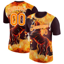 Load image into Gallery viewer, Custom Brown Bay Orange-White 3D Pattern Design Animal Horse In Flames Performance T-Shirt
