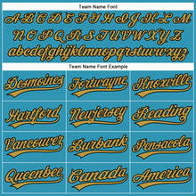 Load image into Gallery viewer, Custom Panther Blue Old Gold-Black 3D Pattern Design Football Jaguar Helmet And Ball Authentic Baseball Jersey
