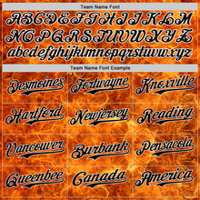 Load image into Gallery viewer, Custom Orange Black-White 3D Pattern Design Rave Flame Authentic Baseball Jersey
