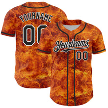 Load image into Gallery viewer, Custom Orange Black-White 3D Pattern Design Rave Flame Authentic Baseball Jersey
