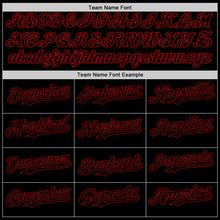 Load image into Gallery viewer, Custom Black Red 3D Pattern Design Rave Gothic Style Authentic Baseball Jersey
