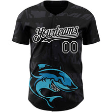 Load image into Gallery viewer, Custom Black White 3D Pattern Design Animal Shark Authentic Baseball Jersey
