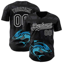 Load image into Gallery viewer, Custom Black White 3D Pattern Design Animal Shark Authentic Baseball Jersey
