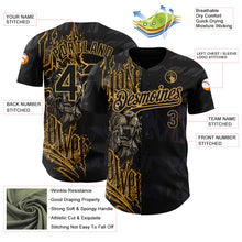 Load image into Gallery viewer, Custom Black Old Gold 3D Pattern Design Animal Lion Authentic Baseball Jersey
