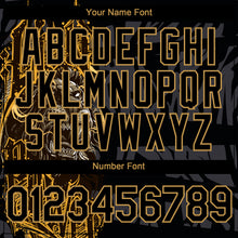 Load image into Gallery viewer, Custom Black Old Gold 3D Pattern Design Animal Lion Authentic Baseball Jersey
