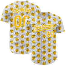 Load image into Gallery viewer, Custom White Yellow 3D Pattern Design Champion Trophy Authentic Baseball Jersey
