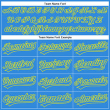 Load image into Gallery viewer, Custom Electric Blue Light Yellow 3D Pattern Design Champion Trophy Authentic Baseball Jersey
