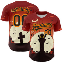 Load image into Gallery viewer, Custom Orange Black-Bay Orange 3D Pattern Halloween Authentic Baseball Jersey
