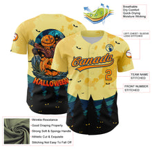 Load image into Gallery viewer, Custom Light Yellow Bay Orange-US Navy Blue 3D Pattern Halloween Authentic Baseball Jersey
