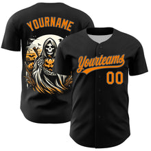 Load image into Gallery viewer, Custom Black Bay Orange-Steel Gray 3D Halloween Authentic Baseball Jersey
