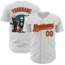 Load image into Gallery viewer, Custom White Orange-Black 3D Halloween Authentic Baseball Jersey
