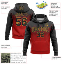 Load image into Gallery viewer, Custom Stitched Black Red-Old Gold 3D Pattern Design Gradient Square Shape Sports Pullover Sweatshirt Hoodie
