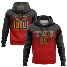 Load image into Gallery viewer, Custom Stitched Black Red-Old Gold 3D Pattern Design Gradient Square Shape Sports Pullover Sweatshirt Hoodie
