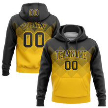 Load image into Gallery viewer, Custom Stitched Black Yellow 3D Pattern Design Gradient Square Shape Sports Pullover Sweatshirt Hoodie
