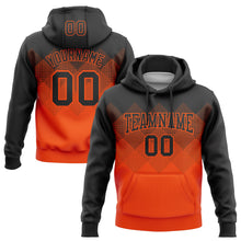 Load image into Gallery viewer, Custom Stitched Black Orange 3D Pattern Design Gradient Square Shape Sports Pullover Sweatshirt Hoodie
