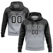 Load image into Gallery viewer, Custom Stitched Black Gray-White 3D Pattern Design Gradient Square Shape Sports Pullover Sweatshirt Hoodie
