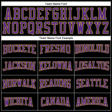 Load image into Gallery viewer, Custom Stitched Black Purple-Old Gold 3D Pattern Design Gradient Square Shape Sports Pullover Sweatshirt Hoodie
