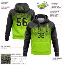 Load image into Gallery viewer, Custom Stitched Black Neon Green 3D Pattern Design Gradient Square Shape Sports Pullover Sweatshirt Hoodie
