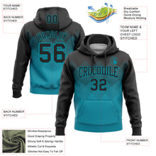 Load image into Gallery viewer, Custom Stitched Black Teal 3D Pattern Design Gradient Square Shape Sports Pullover Sweatshirt Hoodie
