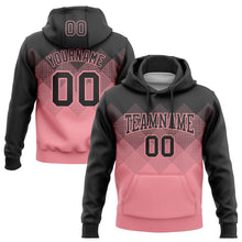 Load image into Gallery viewer, Custom Stitched Black Medium Pink 3D Pattern Design Gradient Square Shape Sports Pullover Sweatshirt Hoodie
