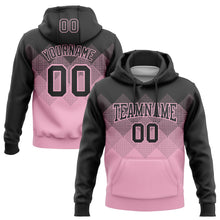 Load image into Gallery viewer, Custom Stitched Black Light Pink 3D Pattern Design Gradient Square Shape Sports Pullover Sweatshirt Hoodie
